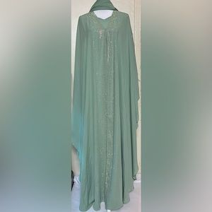 Abaya cherry Georgette fabric with stonework